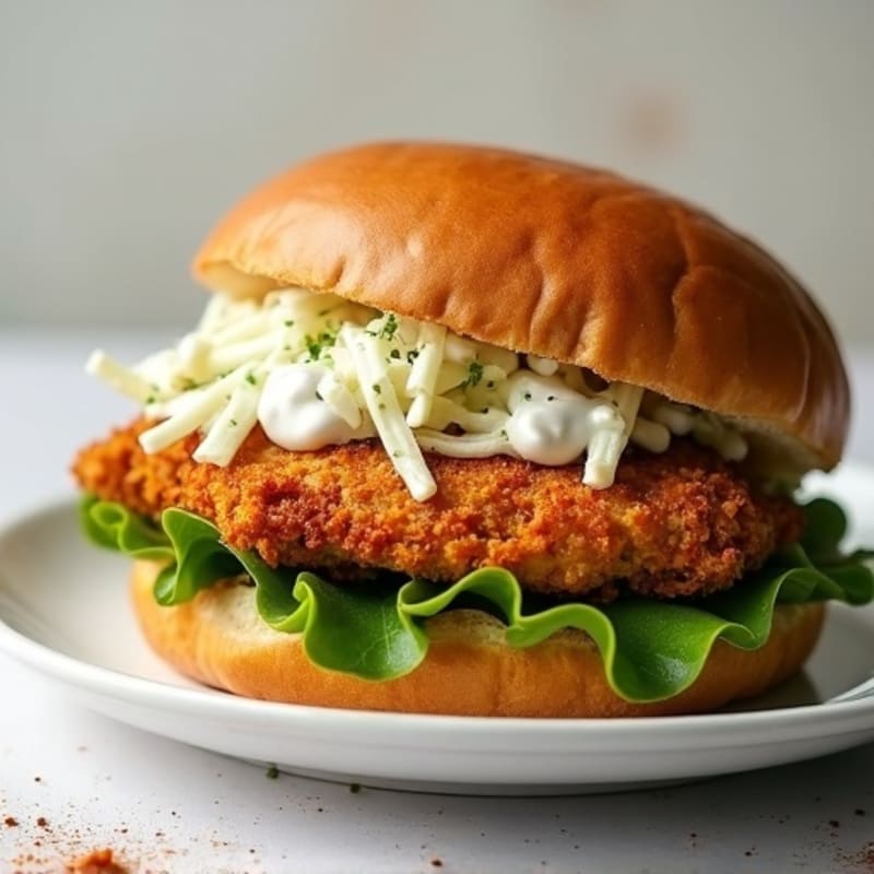 Crispy Oven-Baked Chicken Sandwich with Greek Yogurt Slaw