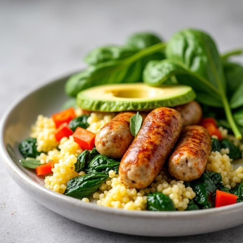 Egg White and Turkey Sausage Scramble with Spinach