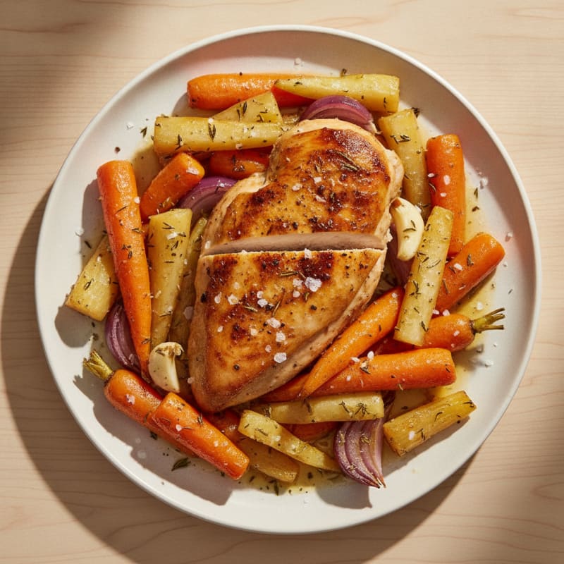 Garlic Herb Roasted Chicken with Root Vegetables