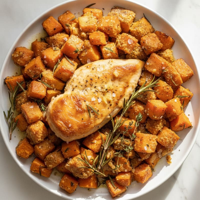 Herb-Roasted Root Vegetables with Lemon-Garlic Chicken