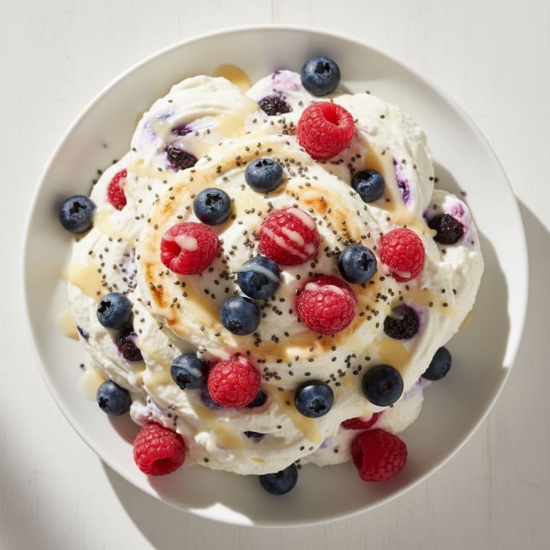 Greek Yogurt Protein Mousse with Mixed Berries