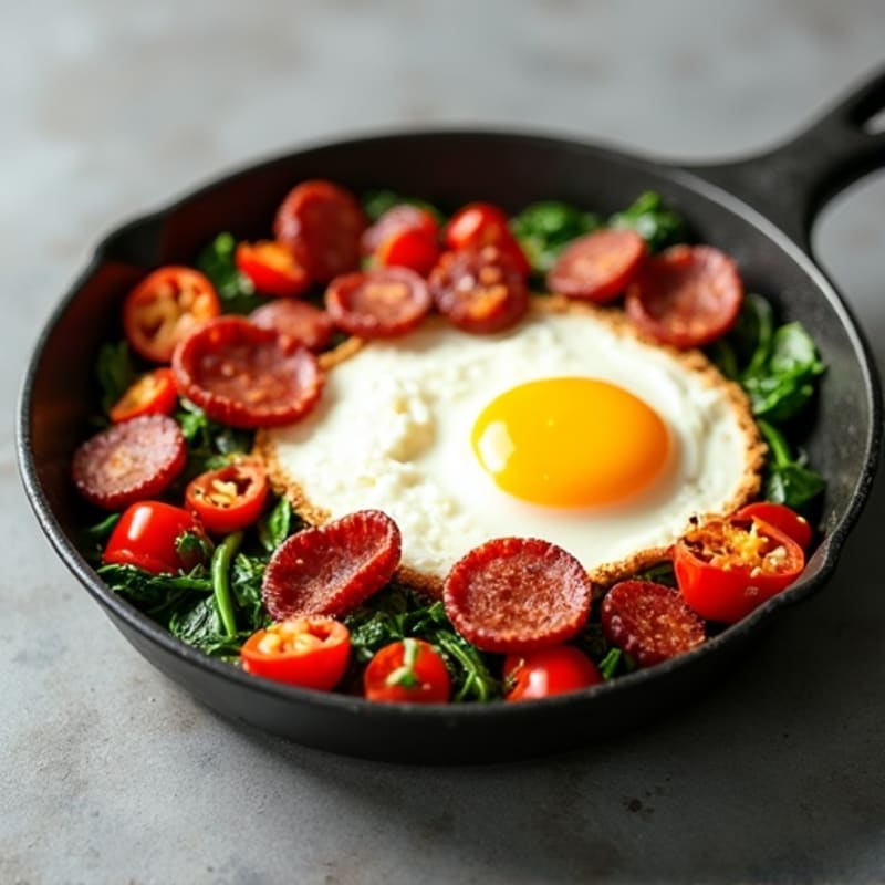 Crispy Salami and Egg Breakfast Skillet