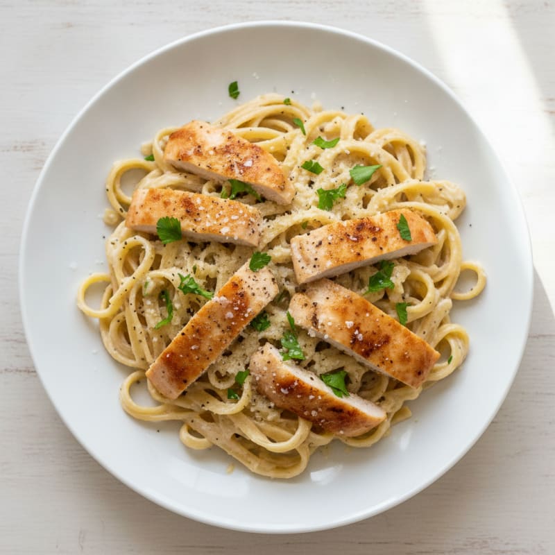 Garlic Parmesan Chicken Alfredo Fettuccine