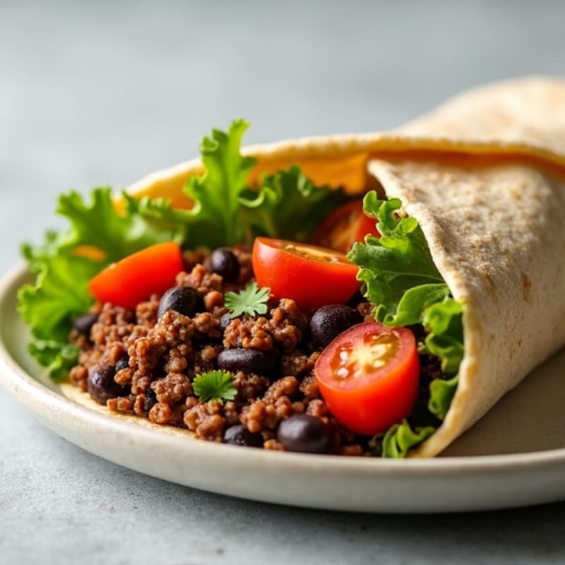Lean Spiced Beef and Black Bean Wraps