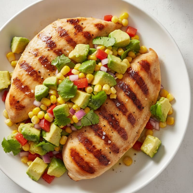 Grilled Chicken with Zesty Avocado and Corn Salsa