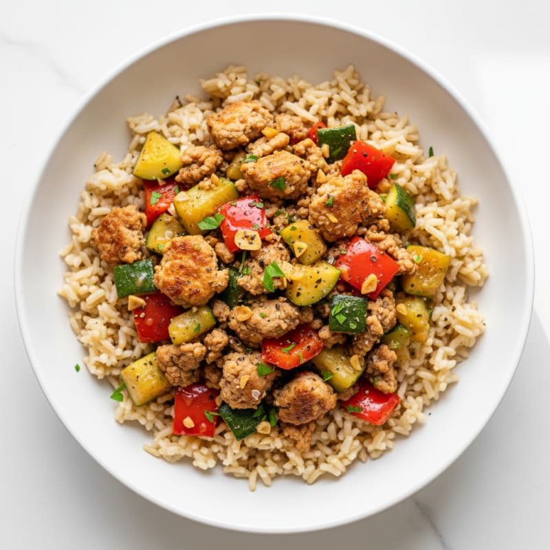 Turkey and Roasted Vegetable Rice Bowl