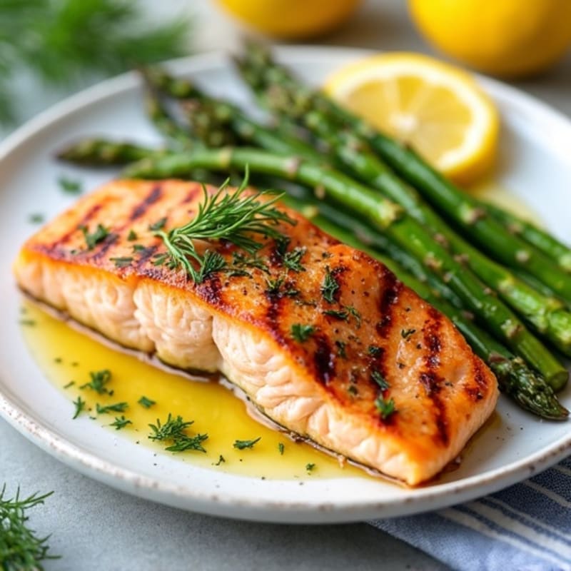 Lemon Herb Grilled Salmon with Roasted Asparagus