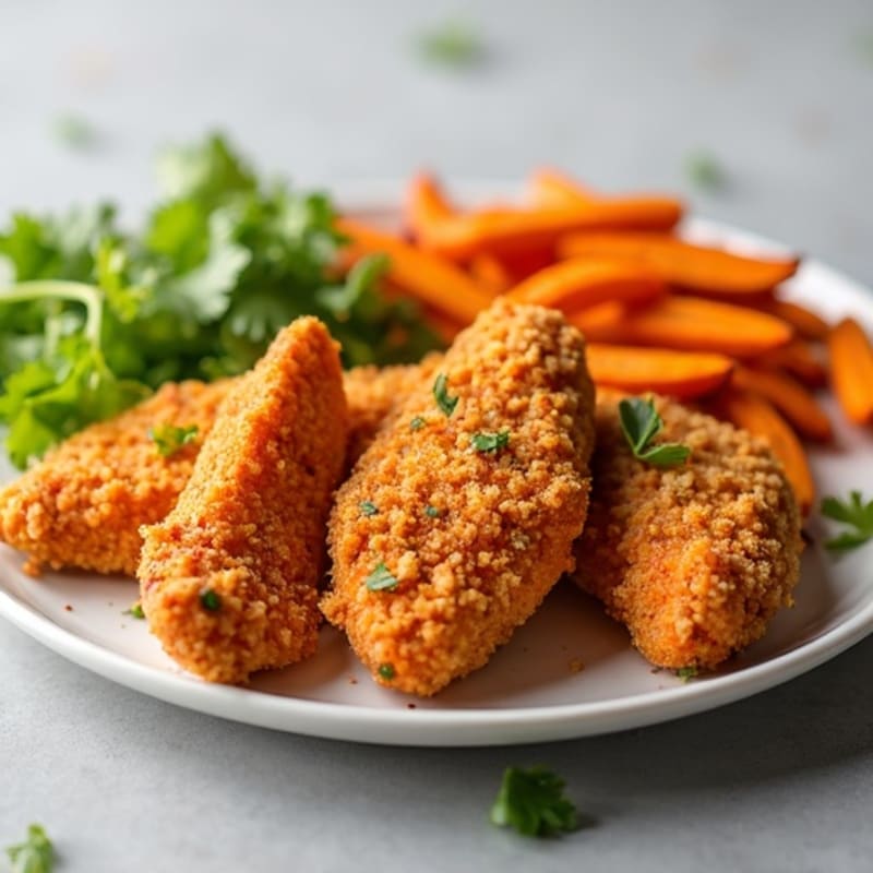 Crispy Baked Chicken Tenders with Roasted Sweet Potato Fries