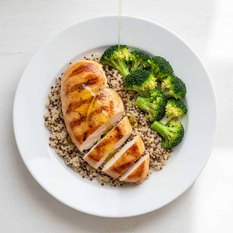 Grilled Chicken Breast with Quinoa and Steamed Broccoli