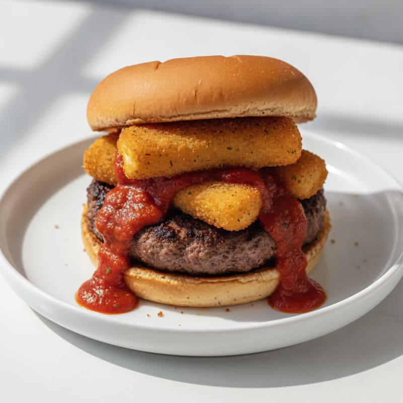 Mozzarella Stick Burger with Marinara
