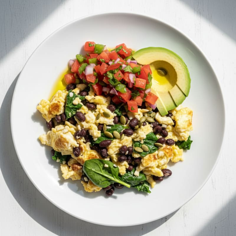 Egg White Scramble with Black Beans and Fresh Salsa