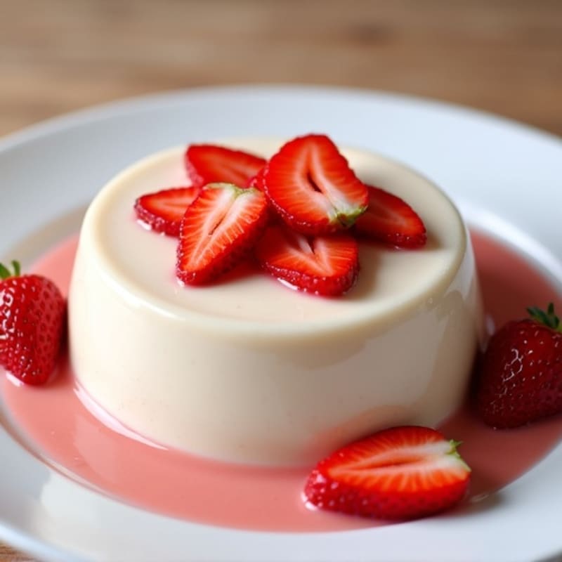 Silky Tofu Protein Pudding with Sliced Strawberries