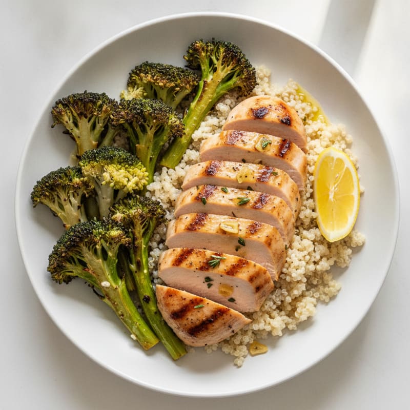 Grilled Turkey Breast with Quinoa and Roasted Broccoli