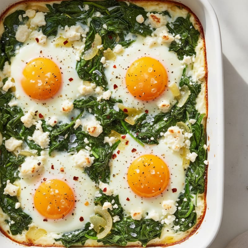 Baked Eggs with Spinach and Feta