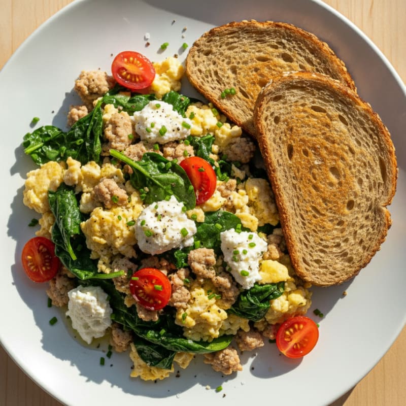 Spinach Ricotta Egg White Scramble