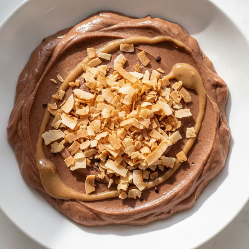 Silky Chocolate Protein Pudding with Toasted Coconut