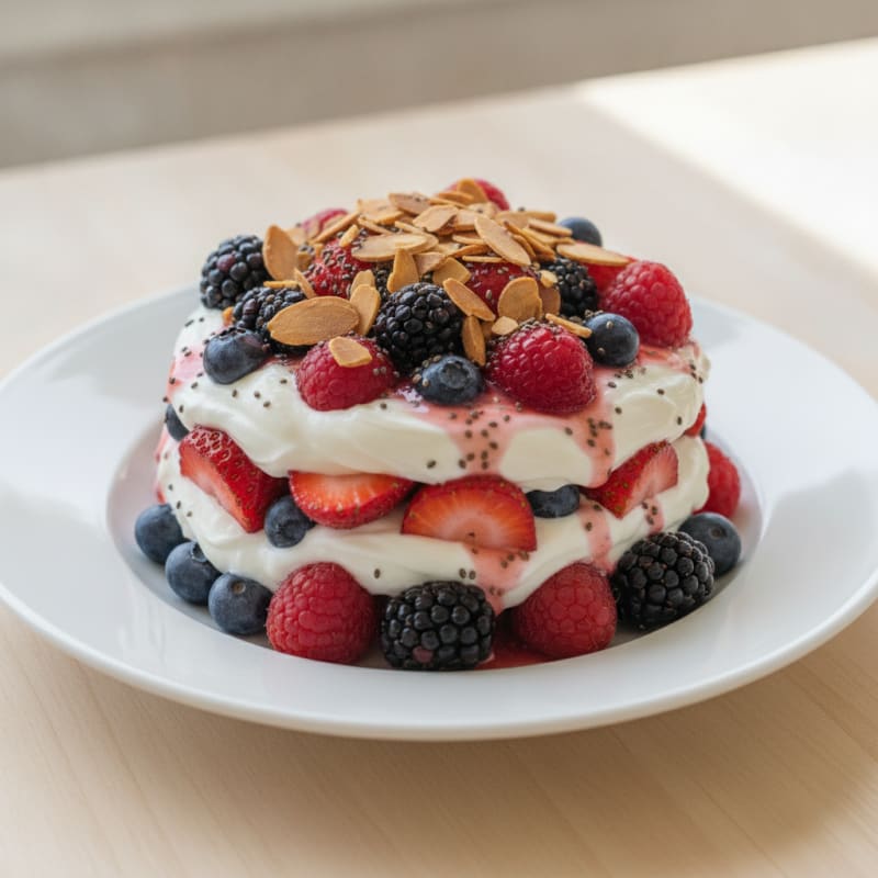 Greek Yogurt Protein Parfait with Mixed Berries