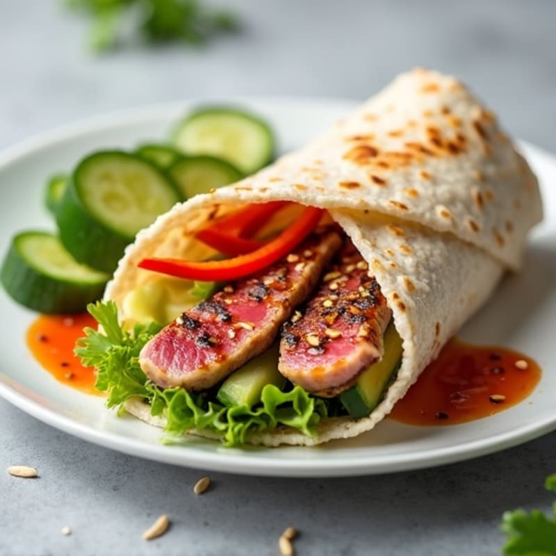 Spicy Seared Tuna Rice Wrap
