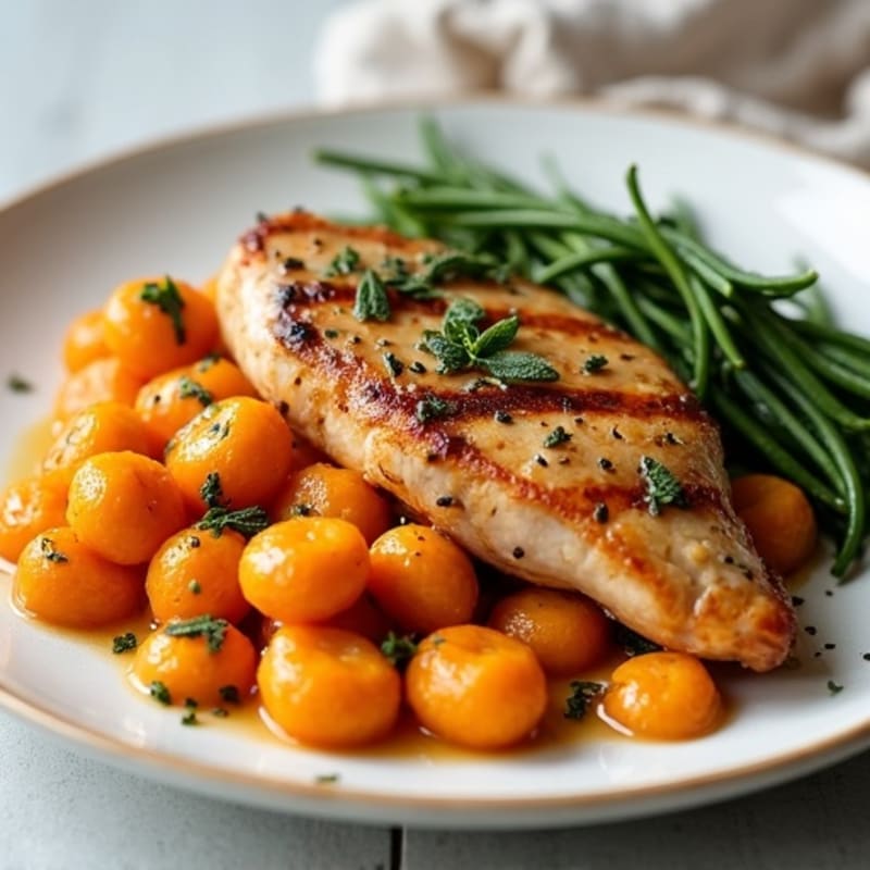 Herb-Roasted Sweet Potato Gnocchi with Sage Brown Butter and Grilled Chicken