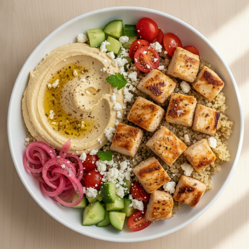Mediterranean Chicken & Hummus Grain Bowl