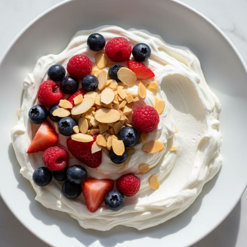 Silky Greek Yogurt Protein Bowl with Mixed Berries and Almonds