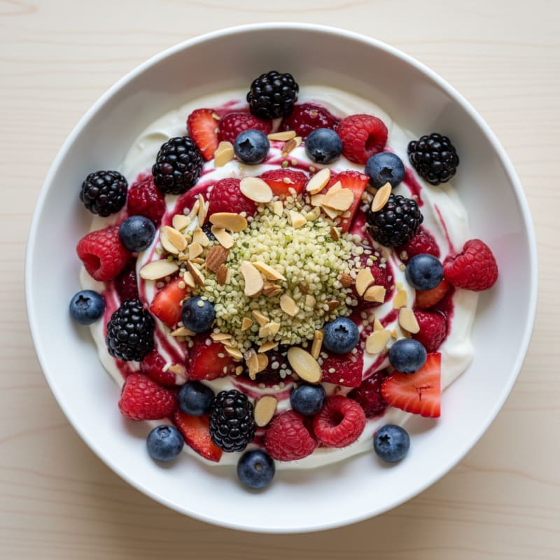 Greek Yogurt Protein Parfait with Mixed Berries