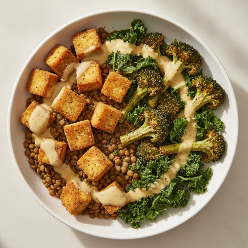 Roasted Vegetable Buddha Bowl with Tahini Dressing