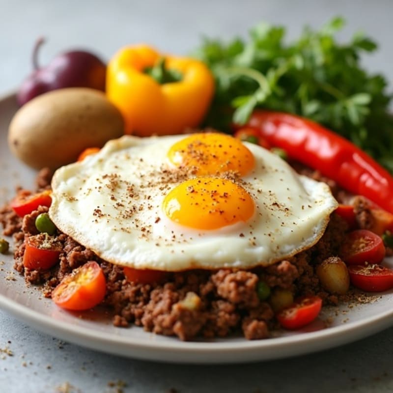 Protein-Packed Ground Beef Hash with Sunny Eggs