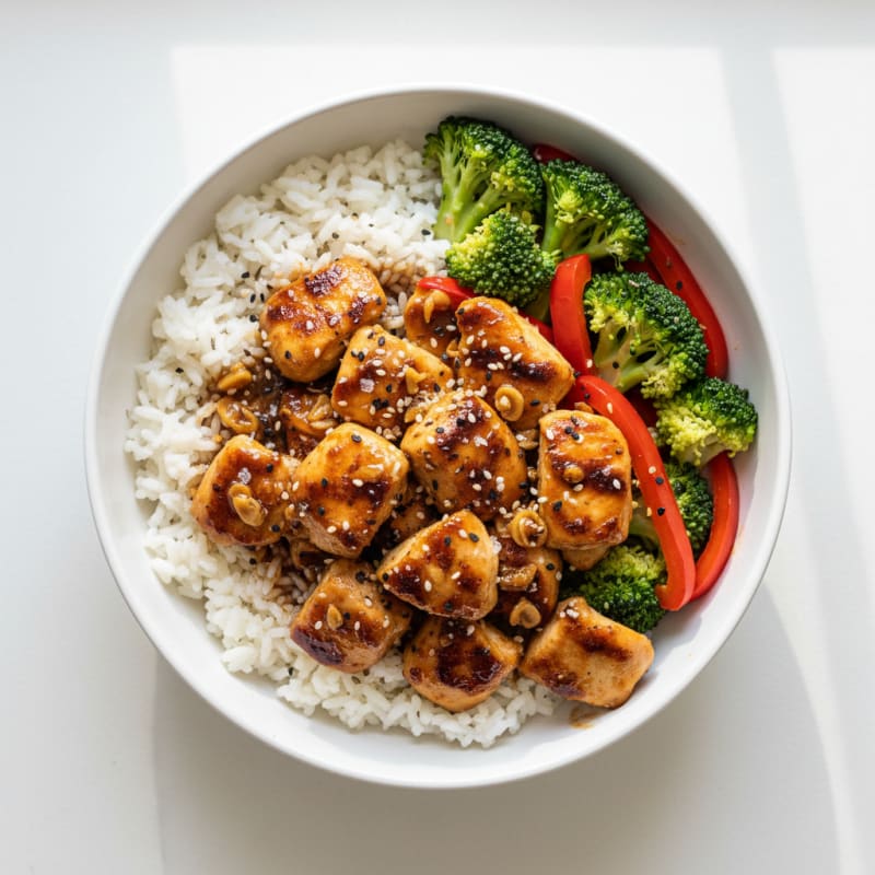 Garlic Chicken and Rice Bowl