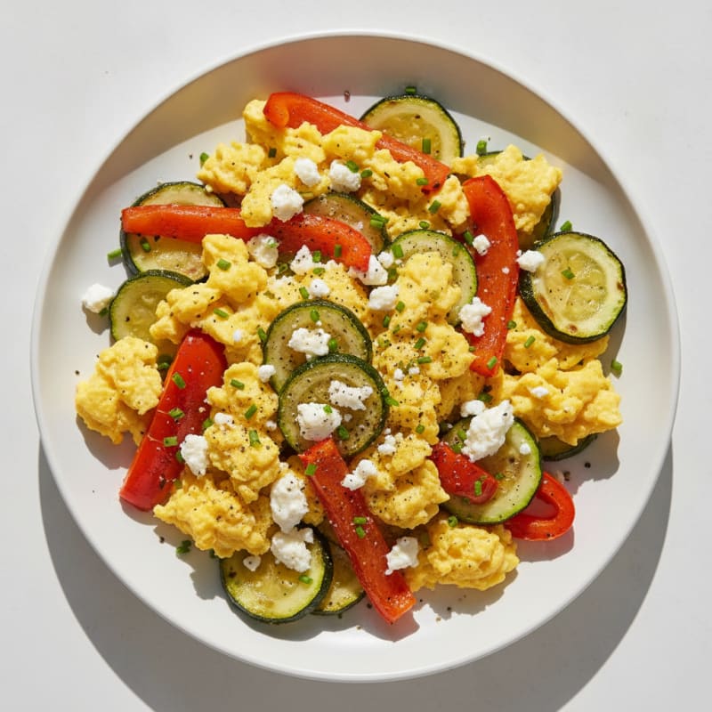 Hearty Scrambled Eggs with Roasted Vegetables