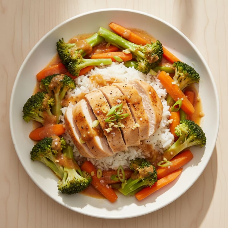 Ginger-Garlic Chicken with Steamed Vegetables