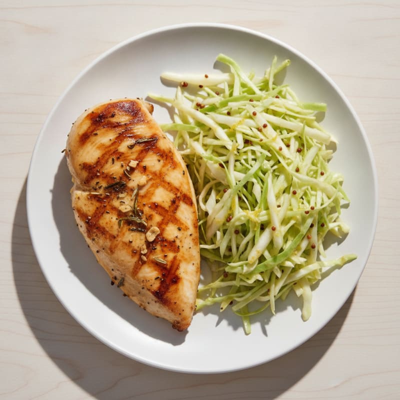 Grilled Chicken Breast with Crunchy Cabbage Slaw