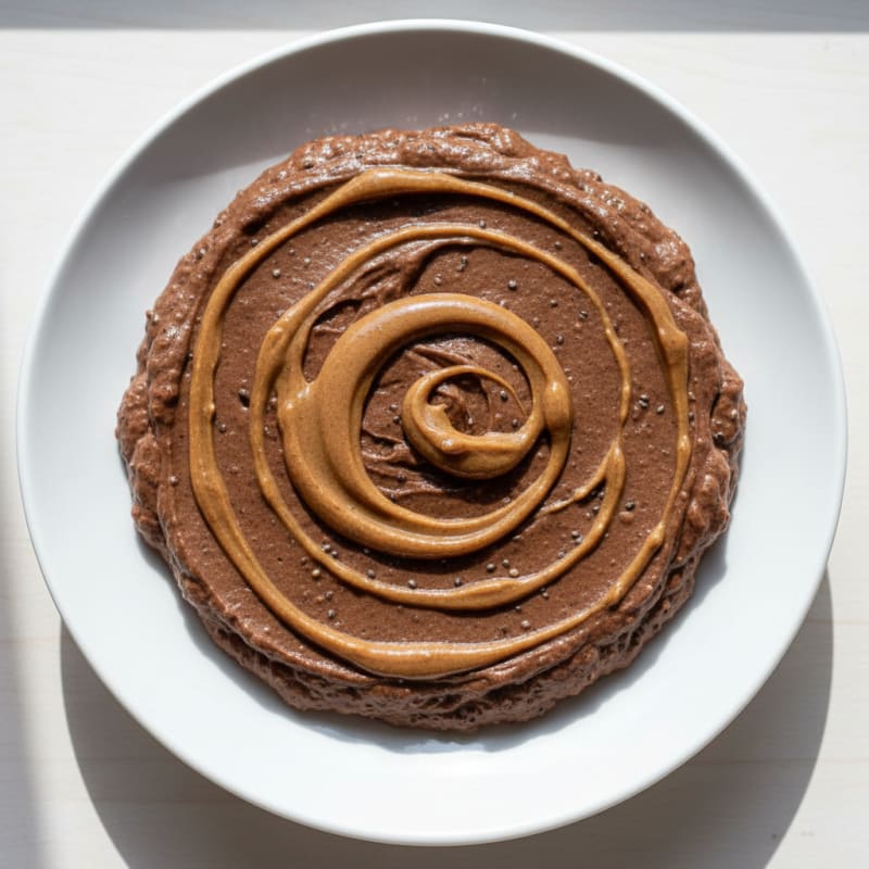 Silky Pea Protein Chocolate Pudding with Almond Butter Swirl