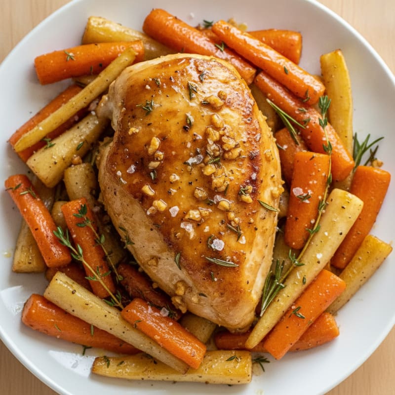 Garlic Herb Roasted Chicken with Root Vegetables