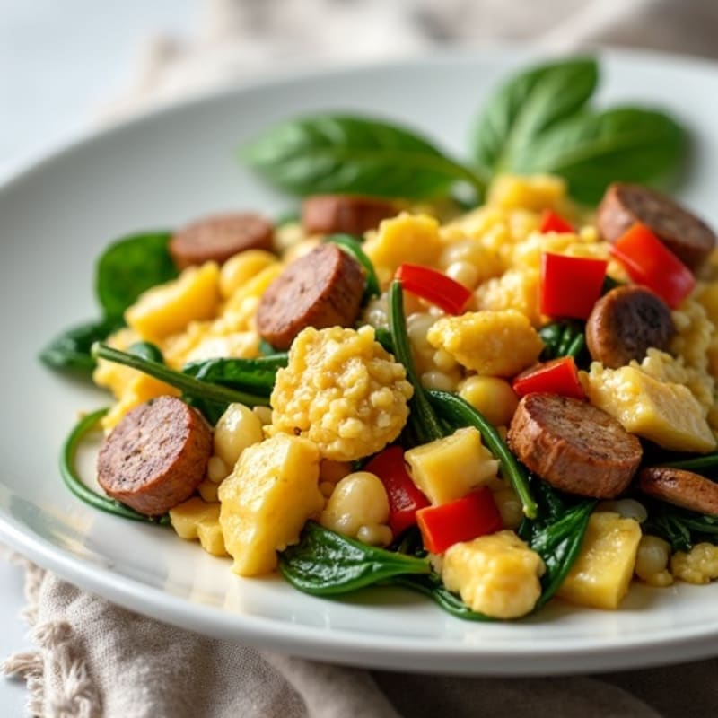 Egg White Veggie Scramble with Turkey Sausage