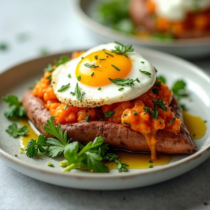 Crispy-Skinned Sweet Potato with Greek Yogurt and Herbs