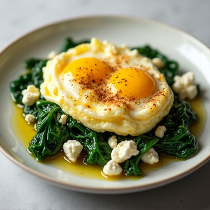 Egg White and Cottage Cheese Scramble with Sautéed Spinach