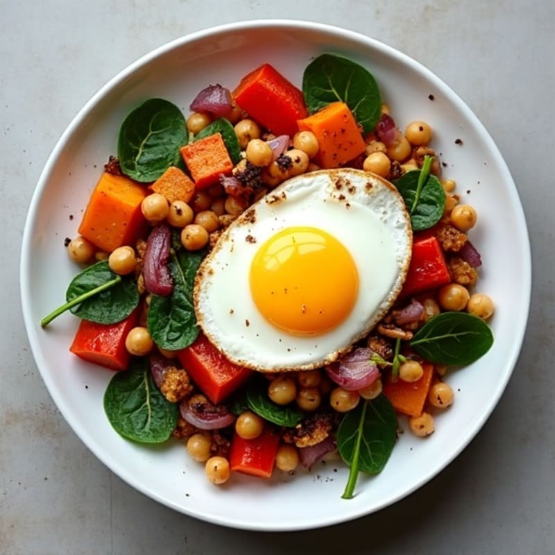 Sheet Pan Roasted Veggie and Egg Hash