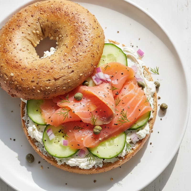 Smoked Salmon Cream Cheese Bagel