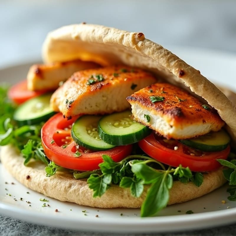 Fresh Herb Chicken and Cucumber Tomato Pita