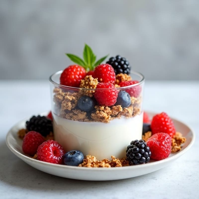 Creamy Greek Yogurt Parfait with Protein Granola and Mixed Berries