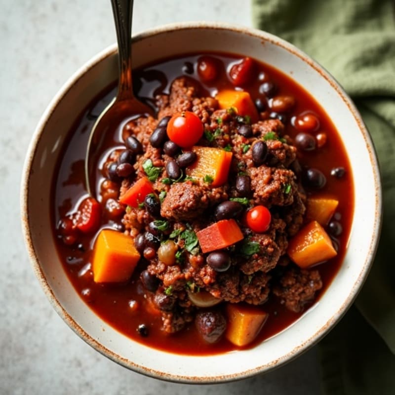 Hearty Beef and Black Bean Chili with Dark Chocolate