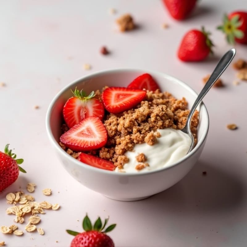 Strawberry Protein Crumble with Creamy Greek Yogurt