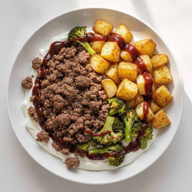 Lean Ground Beef and Broccoli Yogurt Bowl