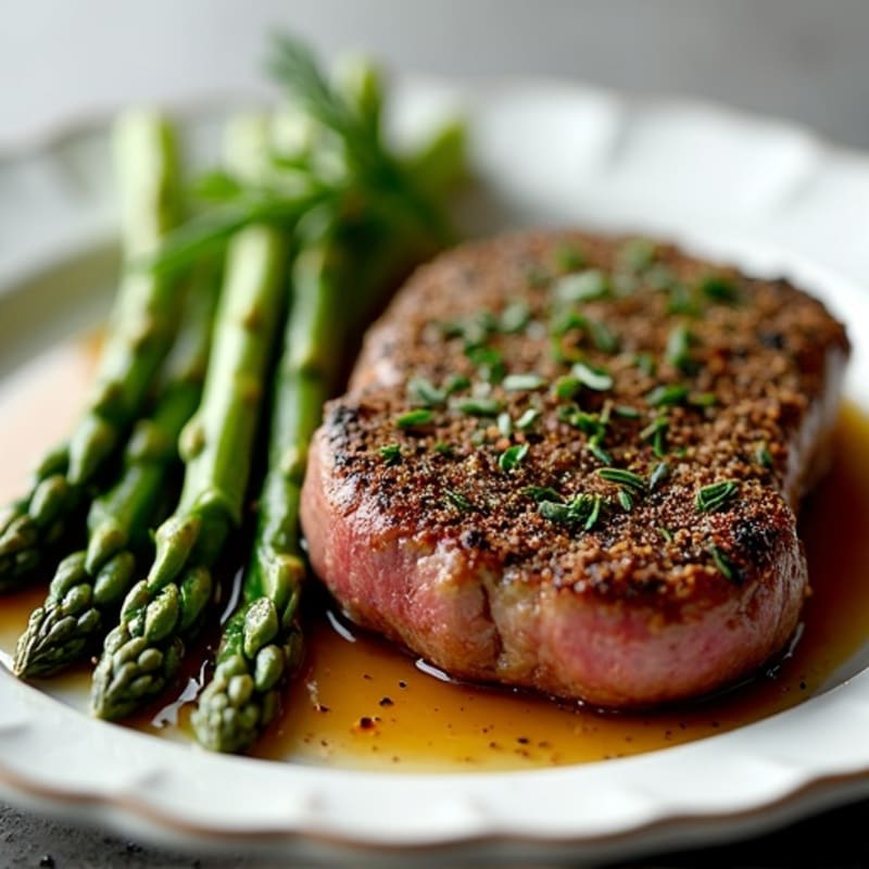 Herb-Crusted Beef Sirloin with Roasted Asparagus