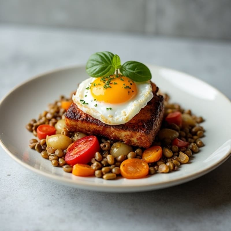 Crispy Slow-Braised Pork Belly with Roasted Vegetables