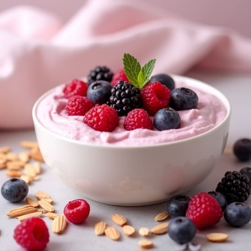 Greek Yogurt Protein Mousse with Mixed Berries