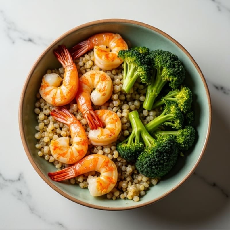 Grilled Shrimp and Quinoa Bowl with Roasted Broccoli