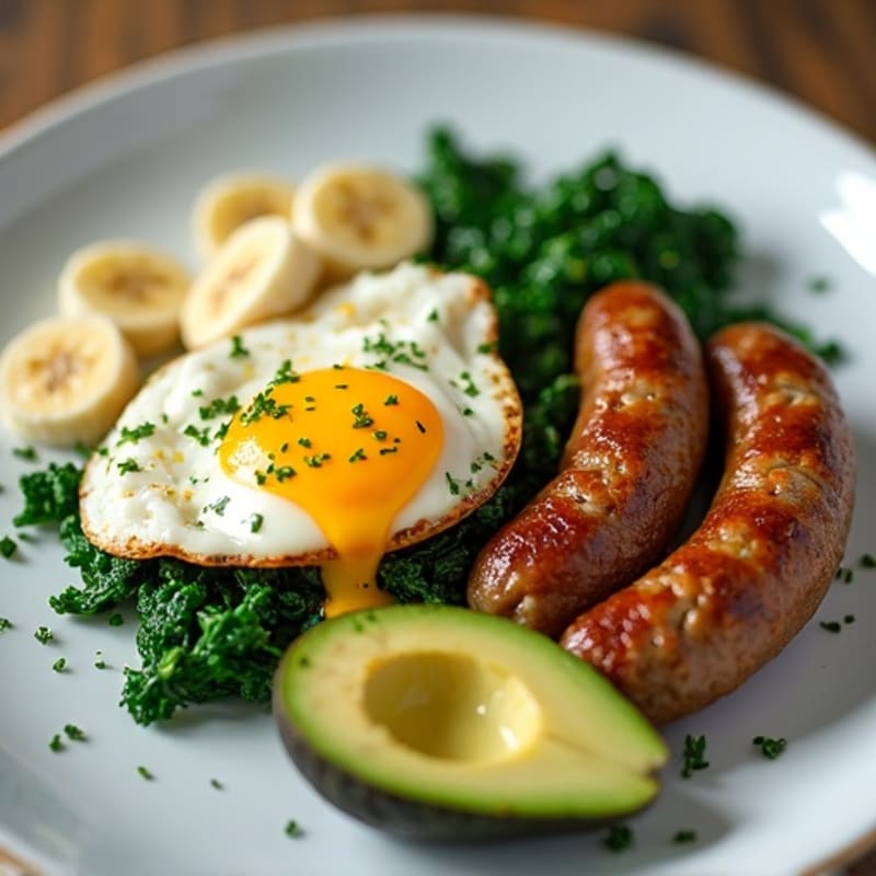 Egg White and Turkey Sausage Scramble with Sautéed Spinach