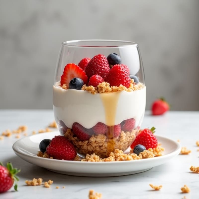 Vanilla Greek Yogurt Protein Parfait with Mixed Berries